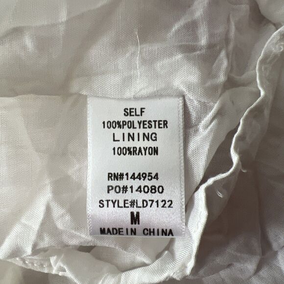 Taroo Dress Women Medium White Red Ruffled Smocked Fit Flare Mini Casual Party - Picture 6 of 12